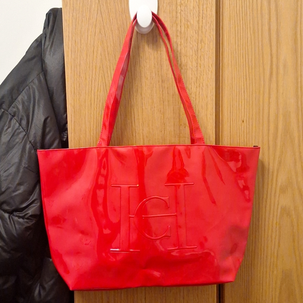 NWOT Carolina Herrera Patent Red Tote Bag